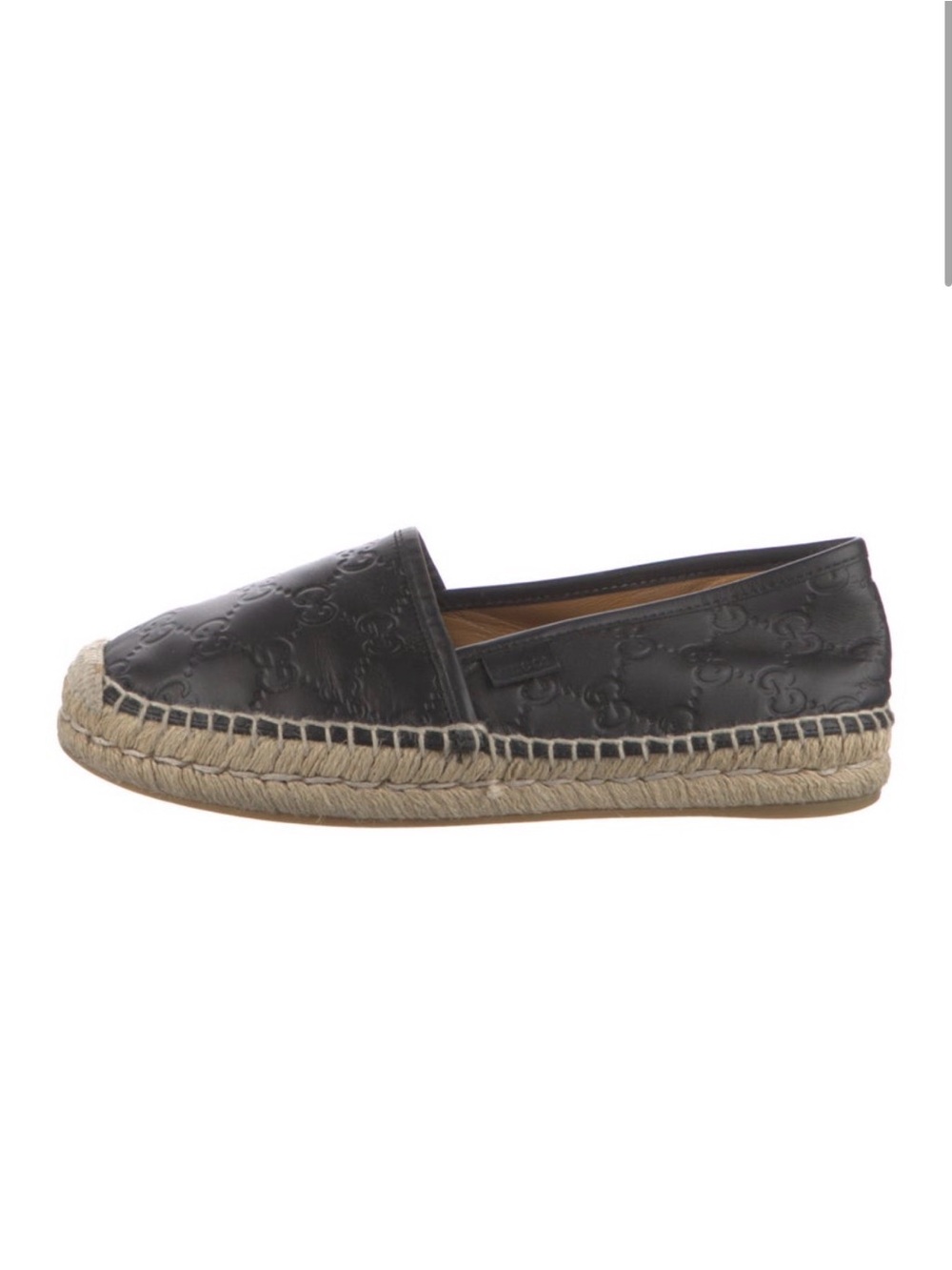 Gucci Black Embossed Leather Espadrille